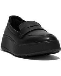 Fitflop - F-mode Leather Flatform Loafer Flats - Lyst