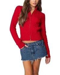 Edikted - Ryn Zip Up Cable Knit Cardigan - Lyst