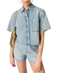 Maje - Studded Denim Shirt - Lyst