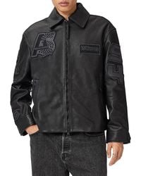 AllSaints - Garrison Patch Leather Jacket - Lyst