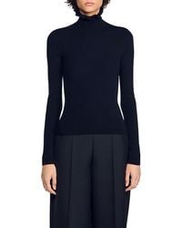 Sandro - Lana Wool Blend Ruffled Turtleneck Sweater - Lyst