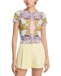 Alice + Olivia - Tess Crewneck Mesh Tee - Lyst