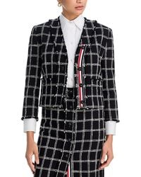 Thom Browne - Windowpane Houndstooth Tweed V Neck Cardigan Jacket - Lyst