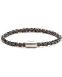 Link Up Braided Leather Cord Bracelet - Gray