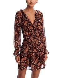 PAIGE - Alison Silk Printed Ruffle Mini Dress - Lyst