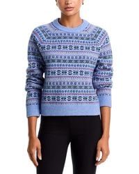 Aqua - Fair Isle Raglan Crewneck Sweater - Lyst