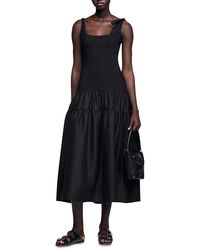 Sandro - Long Dual Material Dress - Lyst