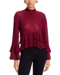 Aqua - Mock Neck Ruffled Top - Lyst