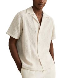 Reiss - Leon Crochet Regular Fit Button Down Short Sleeve Cuba Shirt - Lyst