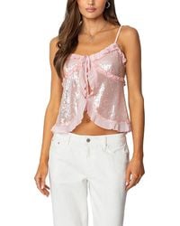 Edikted - Sequin Ruffled Split Front Top - Lyst