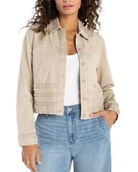 Liverpool Los Angeles - Denim Trucker Jacket With Fray And Lace - Lyst