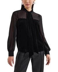 Phase Eight - Raye Velvet Bow Neck Blouse - Lyst