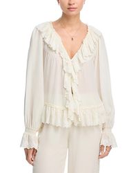 LoveShackFancy - Avee Silk Ruffled Blouse - Lyst