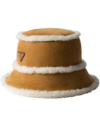 Prada - Suede Shearling Bucket Hat - Lyst