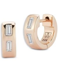 WALTERS FAITH - Diamond Baguette Mini Huggie Hoop Earrings - Lyst