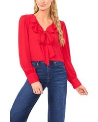 Cece - Ruffle Tie Neck Blouse - Lyst