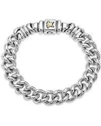 Lagos - 18K & Sterling Anthem Krunch Crest Curb Link Bracelet - Lyst