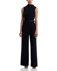 Aqua - Cowl Neck Crepe Jumpsuit - Lyst