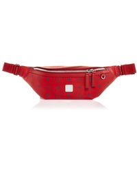 red mcm fanny pack