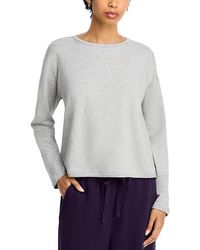 Eileen Fisher - Striped Cozy Brushed Terry Round Neck Cropped Boxy Top - Lyst