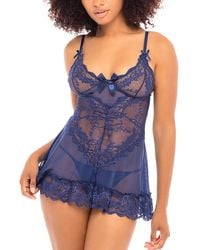 Oh La La Cheri - Valentine Soft Cup Lace Babydoll With Bows And G-String Panty - Lyst