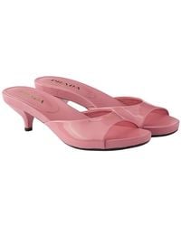 Prada - Patent Leather Kitten Heel Sandals - Lyst