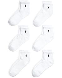 Polo Ralph Lauren - Cotton Blend Performance Quarter Socks, Pack Of 6 - Lyst