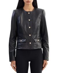 Lamarque - Leather Collarless Jacket - Lyst