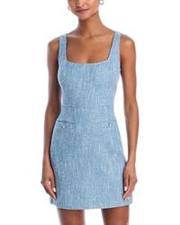 Aqua - Tweed Mini Sheath Dress - Lyst
