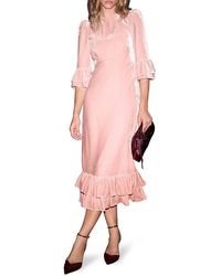 Mint Velvet - Velvet Ruffle Midi Dress - Lyst