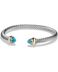 David Yurman Cable Classic Bracelet With Turquoise And 14k Gold - Multicolor