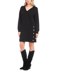 Karen Kane - Long Sleeve V Neck Button Detail Dress - Lyst