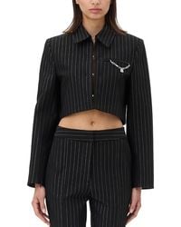 Ganni - Striped Crop Blazer - Lyst
