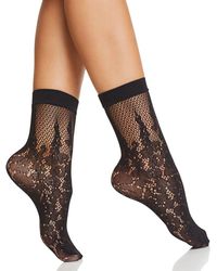 Natori Floral Burnout Fishnet Socks - Black