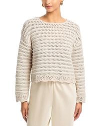 Aqua - Pointelle Crewneck Sweater - Lyst