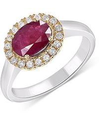 Bloomingdale's Fine Collection - Ruby & Diamond Oval Halo Ring - Lyst