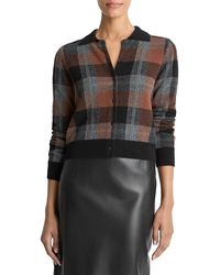 Vince - Check Plaid Cashmere Polo Cardigan - Lyst