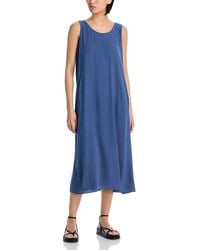 Eileen Fisher - Silk Scoop Neck Midi Dress - Lyst