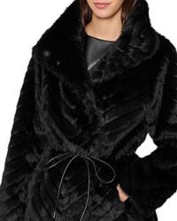 MILLY - Dayna Chevron Faux Fur Coat - Lyst
