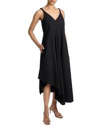 Santorelli - Kourt Asymmetric Sleeveless Linen Blend Midi Billow Dress - Lyst