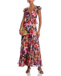Aqua - Flutter Sleeve Maxi Dress - Lyst