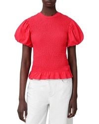 AllSaints - Dael Peplum Puff Sleeve Top - Lyst