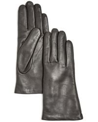 Bloomingdale's Cashmere Lined Leather Gloves - Grey