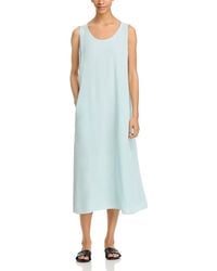 Eileen Fisher - Silk Scoop Neck Midi Dress - Lyst