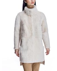 Maximilian - Mixed-Media Shearling Coat With Zipper Trim - Lyst