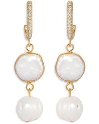 Ettika - Cultured Freshwater Pearl & Cubic Zirconia Double Drop Earrings - Lyst