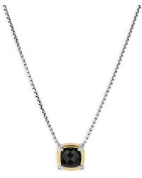 David Yurman - Sterling Silver Petite Chatelaine® Onyx & Diamond Pendant Necklace With 18k Yellow Gold - Lyst