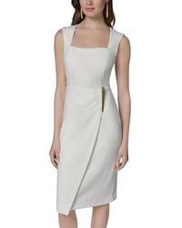 Donna Karan - Donna Karan Square Neck Hardware Sheath Dress - Lyst