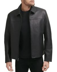 Cole Haan - Zip Front Leather Jacket - Lyst