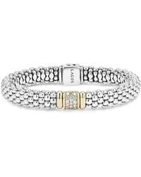 Lagos - 18K And Sterling Caviar Rope Bracelet With Diamonds - Lyst